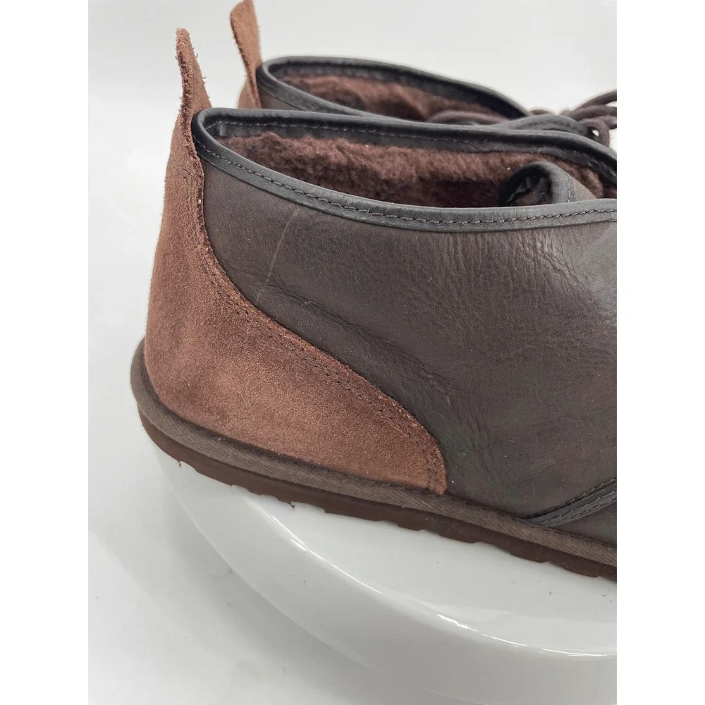 UGG Neumel Chukka Boots Mens 12 Brown Leather Suede Shearling Classic Cozy Shoes